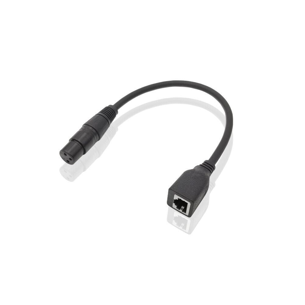 Euroharry GmbH XLR 3-pin to RJ45 adapter cable showing male XLR connector and RJ45 socket for audio and data connections
