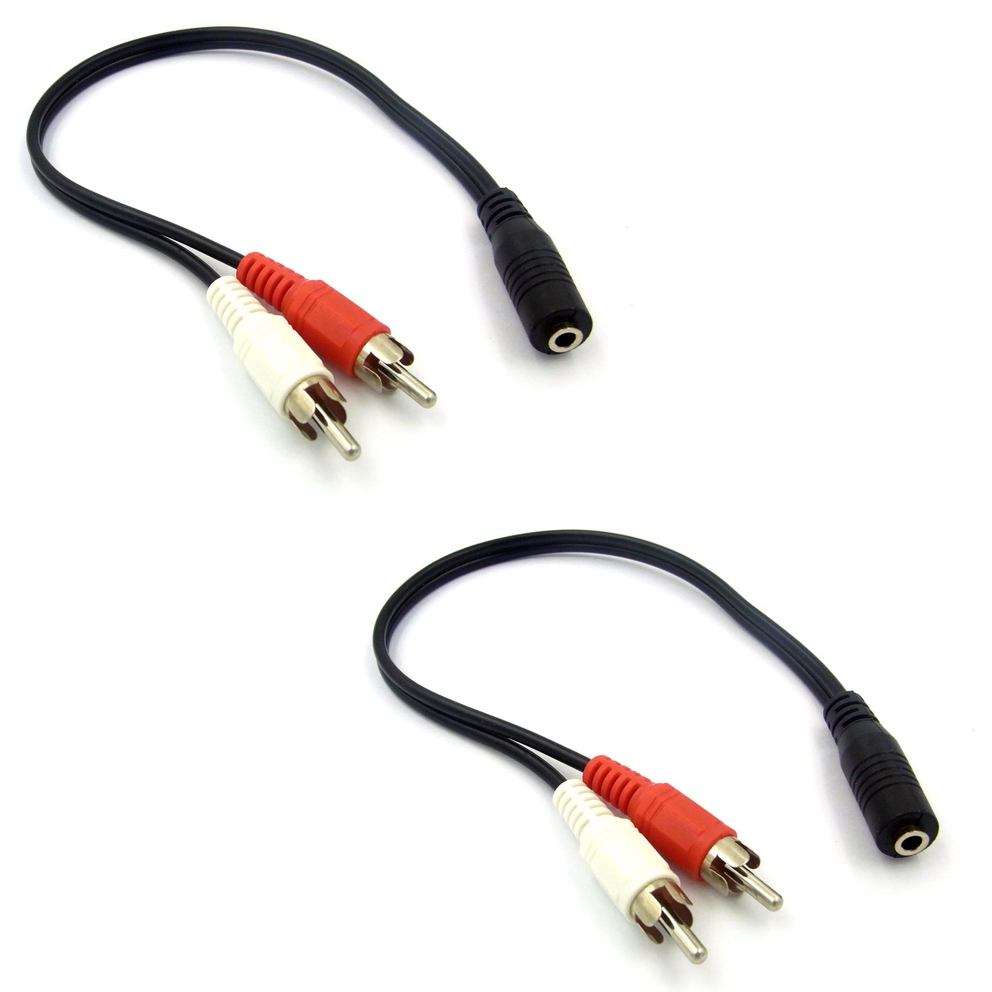 2 Cinch-Stecker auf Stereo-Audio 3,5 mm Klinkenstecker-Buchse zu Kopfhörer Y-Kabel 2 Stück