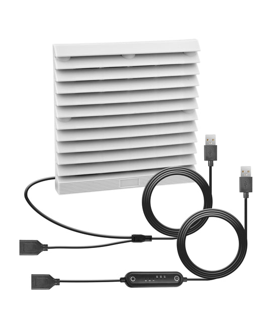 Euroharry GmbH USB 120mm Wohnmobil-Lüftungsventilator with timer, 6-speed settings, IPX5, gray-white, suitable for campers and RVs