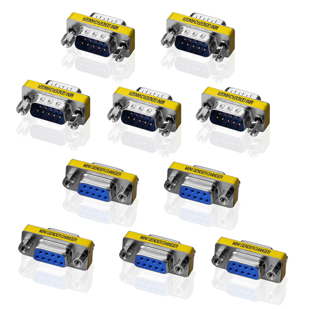 Gender Changer DB9F DB9F 9 Pin Seriell RS232 D-SUB-Gender Konverter 5X Buchse auf Buchse + 5X Stecker auf Stecker
