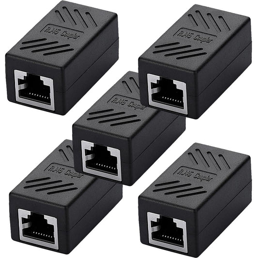 Set of five Euroharry shielded RJ45 8P8C connectors for Cat5 and Cat6 Ethernet cables, shown in the image.