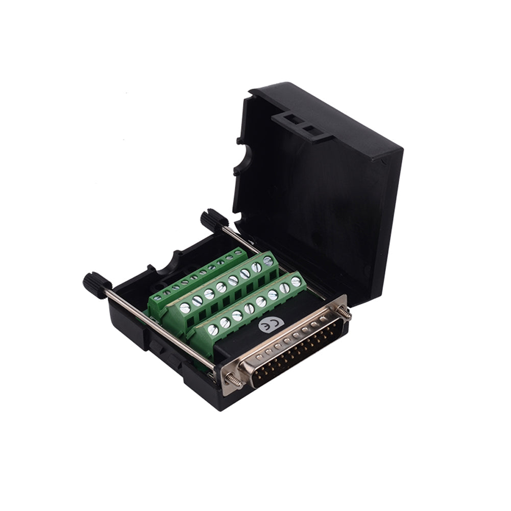 Euroharry GmbH DB25 25-pin terminal adapter with plastic cover, showing the connector and protective housing.