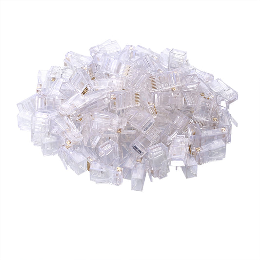 Euroharry GmbH 100 CAT5e RJ45 Ethernet connectors with gold contacts and 8CPC socket for cable termination.