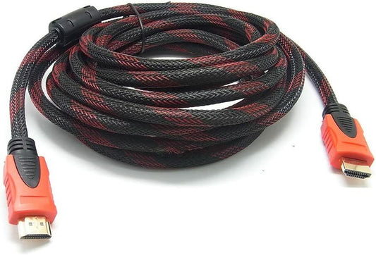 Euroharry 5M 15FT black HDMI cable with gold connectors for PS3, HDTV, Blu-ray, supporting 1080p resolution.