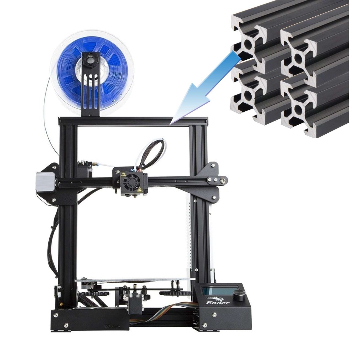4 Stück 2020 V Typ Schwarz Europäischer Standard Eloxierte Linearschiene Aluminiumprofilextrusion für DIY 3D-Drucker und CNC-Maschinen