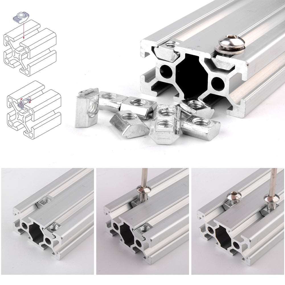 50 Stück T M5 Nutensteine für Hammerköpfe, vernickelter Karbonstahl, für Möbel, Nutensteine für Aluminium-Profile, Holzbearbeitung