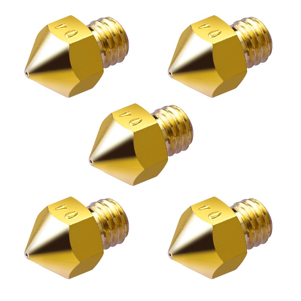 Set of 10 30mm extruder tubes and 5 brass 0.4mm MK8 printer nozzles for Makerbot and Reprap 3D printers by Euroharry GmbH