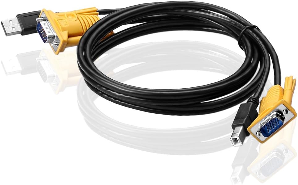 Schwarz 135CM 2-in-1 SVGA VGA USB KVM Kabel Stecker-Stecker