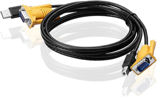 Schwarz 135CM 2-in-1 SVGA VGA USB KVM Kabel Stecker-Stecker