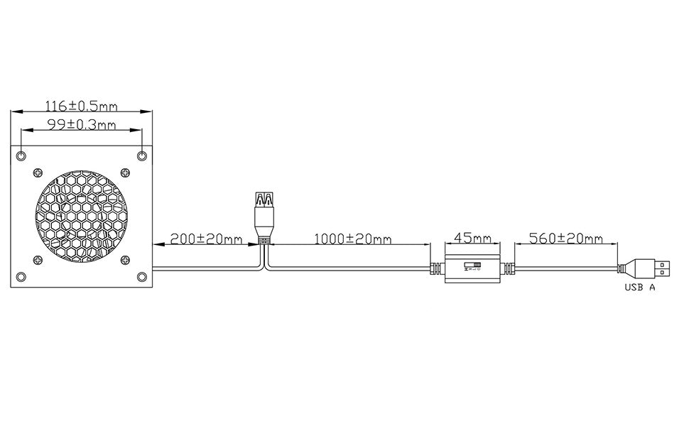 Digitalanzeige temperaturgesteuertes leises Lüftersystem, USB Lüfter 80mm, 5V-Lüfter mit modernem gebürstetem schwarzem Aluminiumrahmen für Heimkino-AV-Schränke (Copy) - Euroharry GmbH
