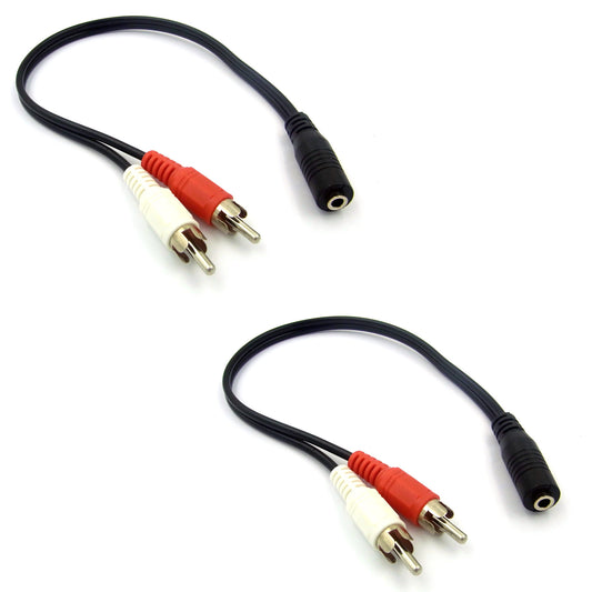 2 Cinch-Stecker auf Stereo-Audio 3,5 mm Klinkenstecker-Buchse zu Kopfhörer Y-Kabel 2 Stück