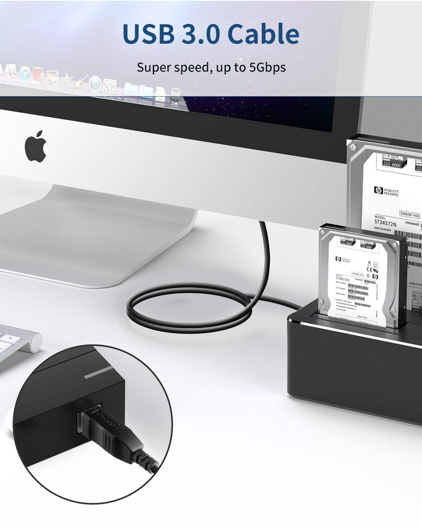Euroharry GmbH 100cm USB 3.0 Druckerkabel with USB B Stecker to USB Type C for data transfer and charging