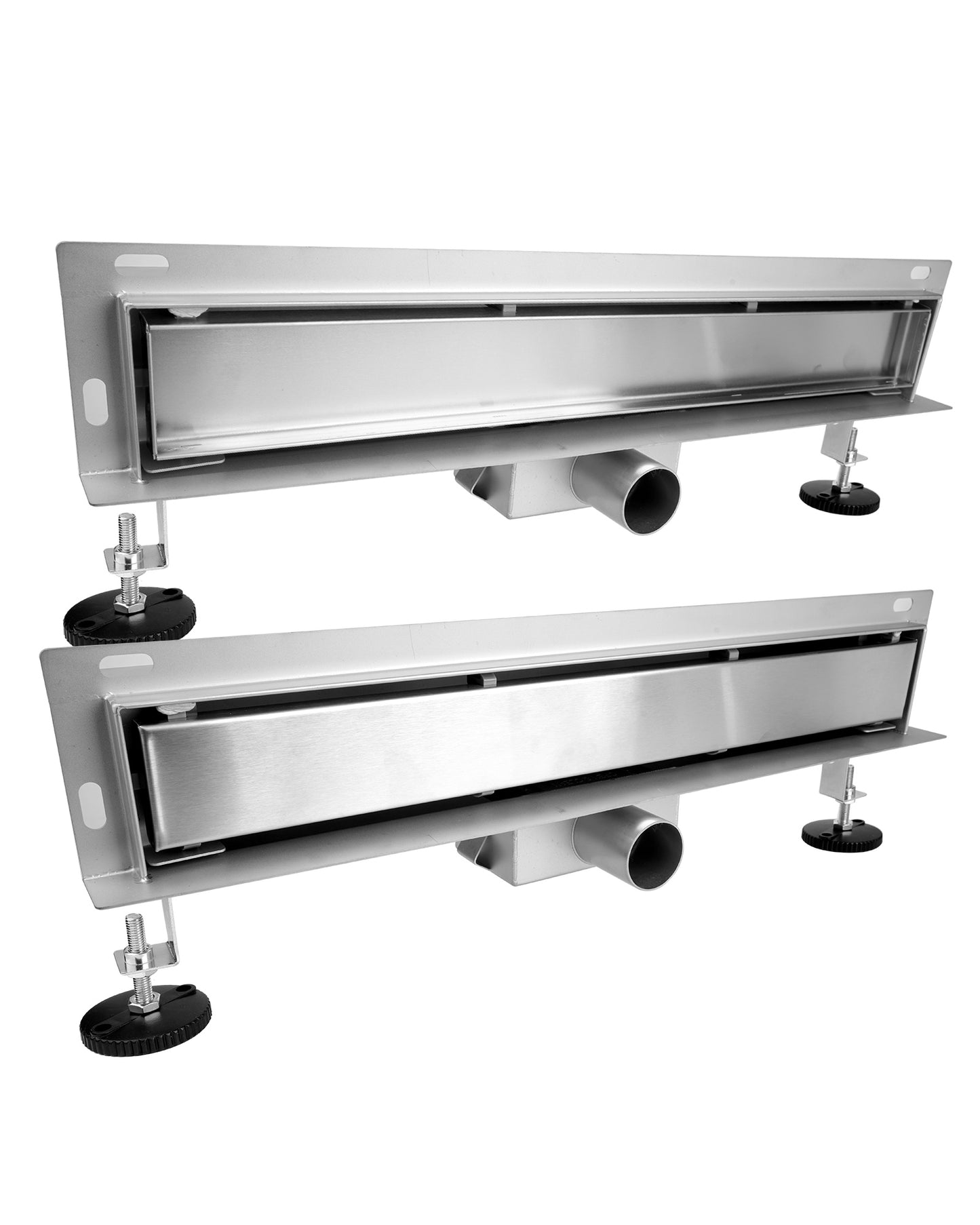 Duschrinne, Edelstahl Komplettset Wandablauf Wandmontage Befliesbar Haarsieb Rinne mit Siphon Montagefüße Inklusive Doppelkammer Bodenablauf - Euroharry GmbH