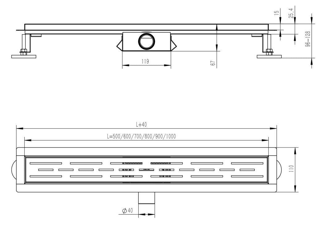 Edelstahl Duschrinne Bodenablauf Abflussrinne Duschablauf Ablauf Befliesbar -D - Euroharry GmbH