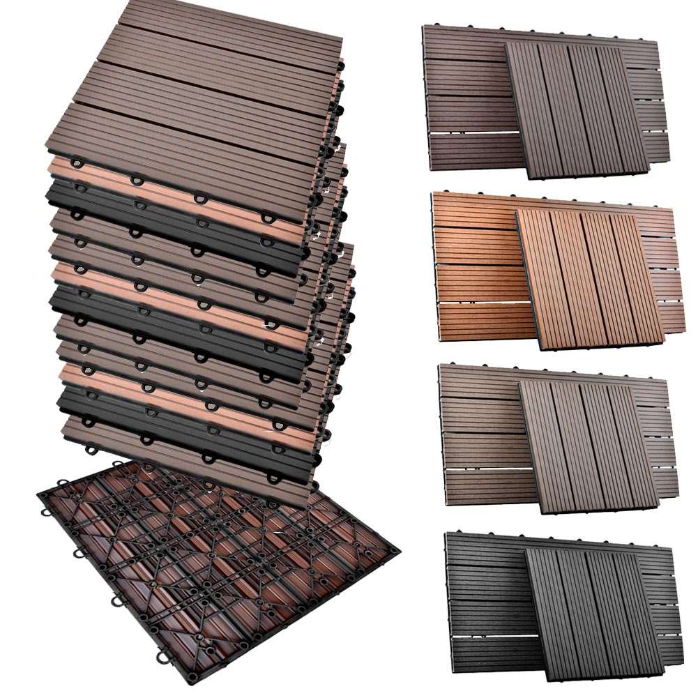 1 Stuck 30x30cm oder 60x30 cm WPC Fliese Terrassenfliesen Klickfliese Terrasse Holz Holzfliese balkonfliesen Terrasse - Euroharry GmbH