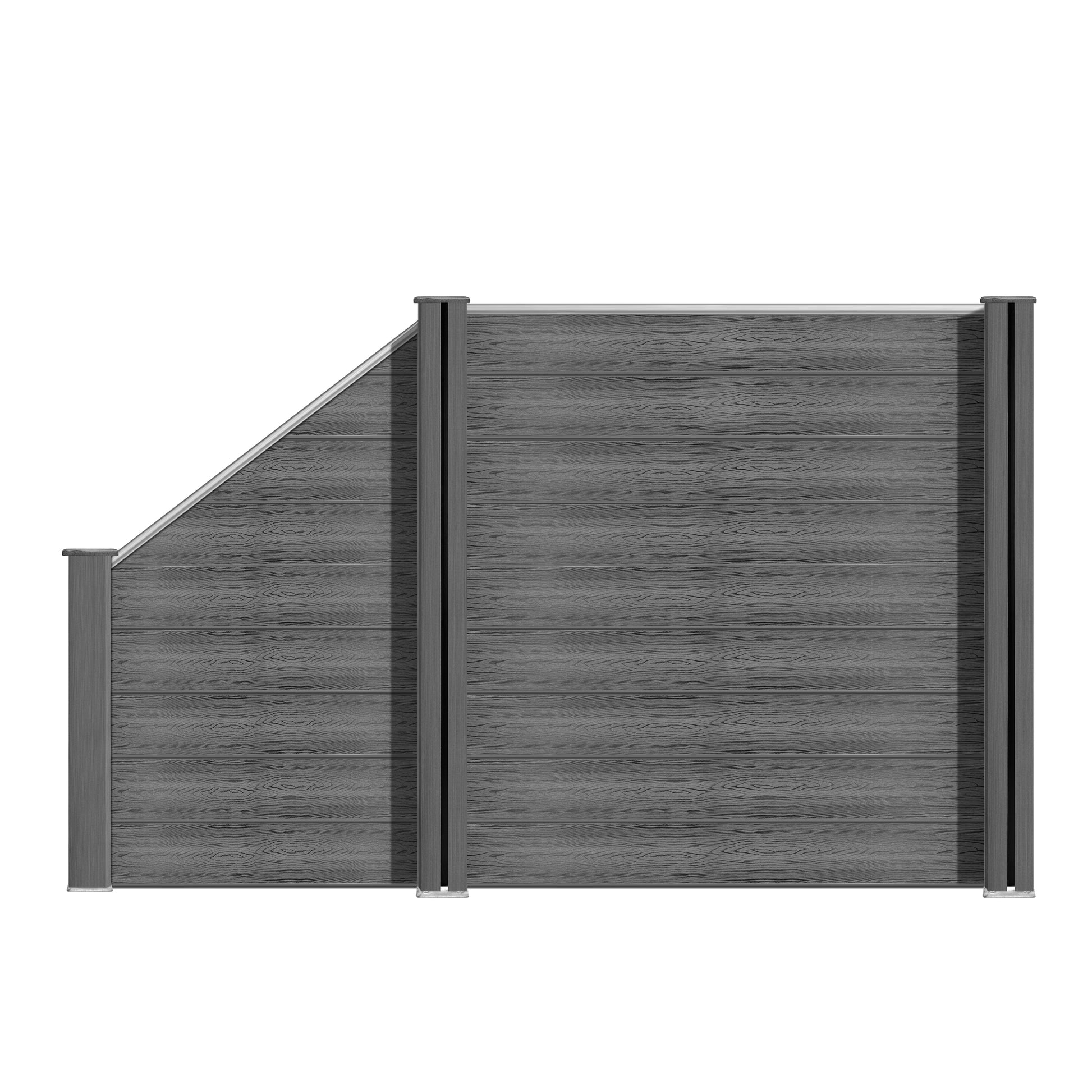 WPC Zaun Garten Sichtschutzzaun Komplettset in Grau, made by Euroharry GmbH, showcasing durable WPC fencing panels for privacy.