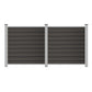 Gray WPC fence panels with aluminum starter strip and top bar, durable PE material from Euroharry GmbH.