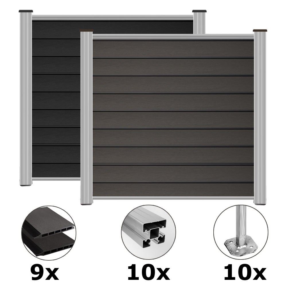 WPC Zaunpaneele mit PE-Material, Aluminium-Startleiste und Oberende Bar, Euroharry GmbH WPC Zaun Plus, outdoor fencing panel