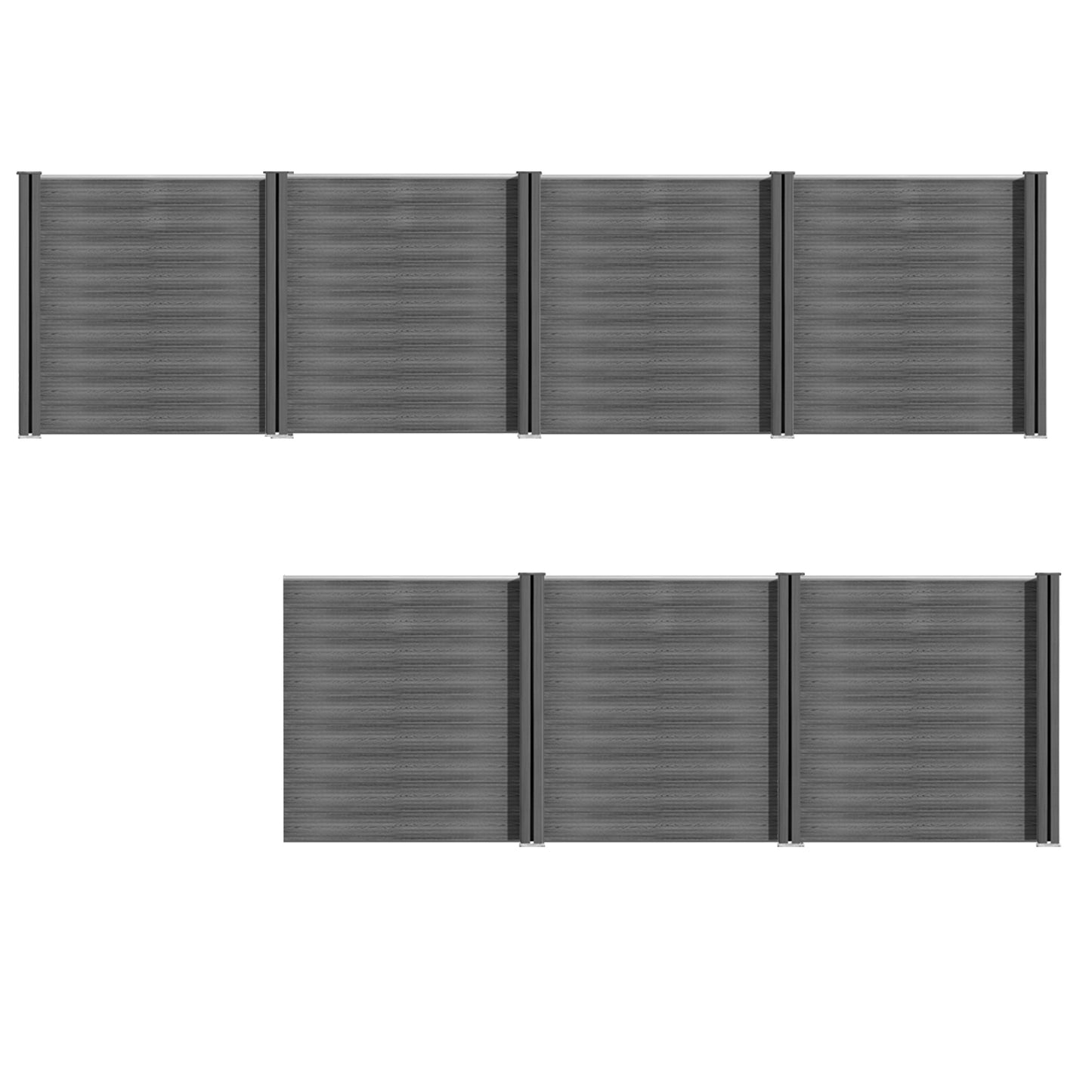 WPC Zaun Garten Sichtschutzzaun Komplettset from Euroharry GmbH showing dark gray WPC fencing panels with posts and accessories.