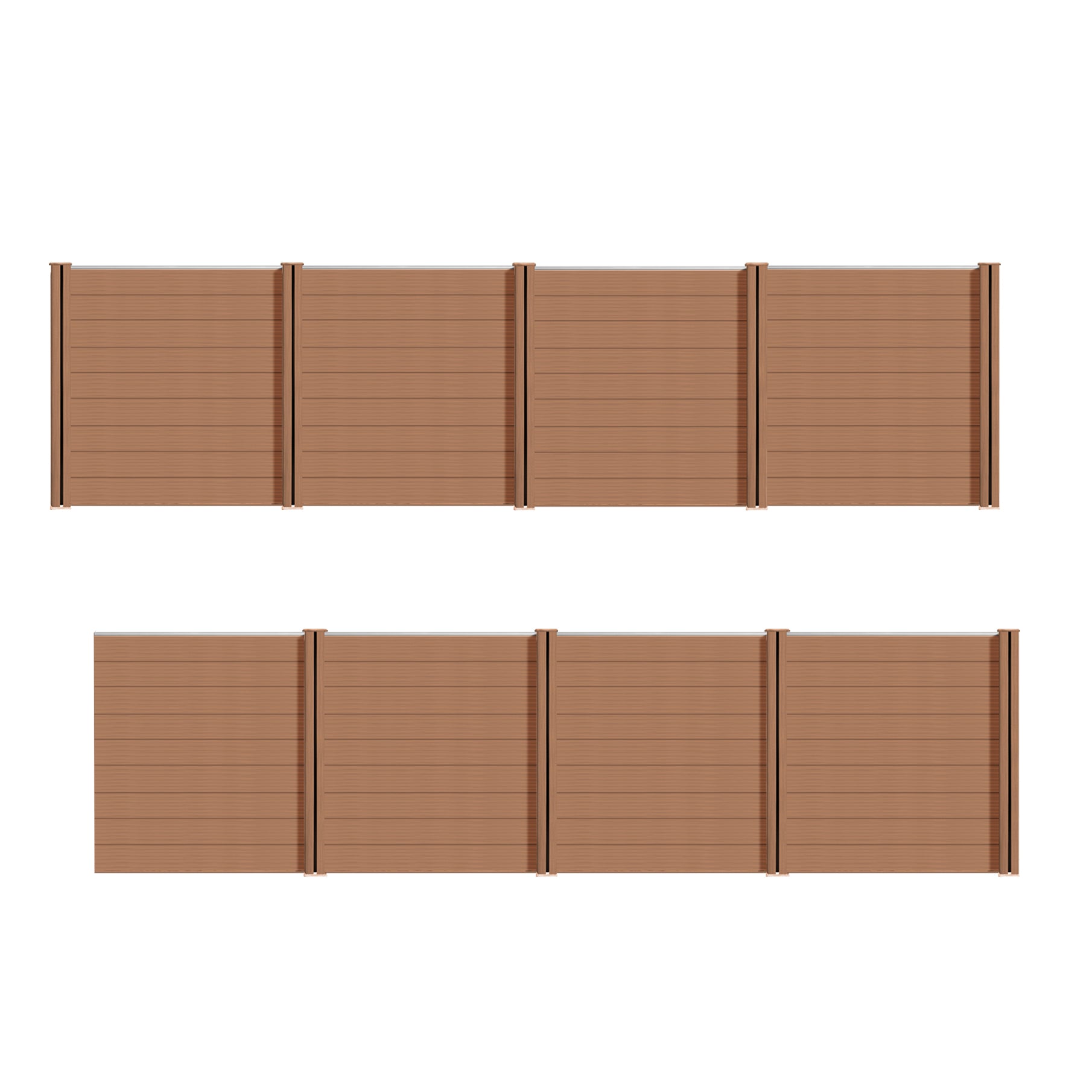 WPC Zaun Garten Sichtschutzzaun Komplettset, wpc zaun with horizontal slats, beige color, Euroharry GmbH brand, outdoor privacy fence