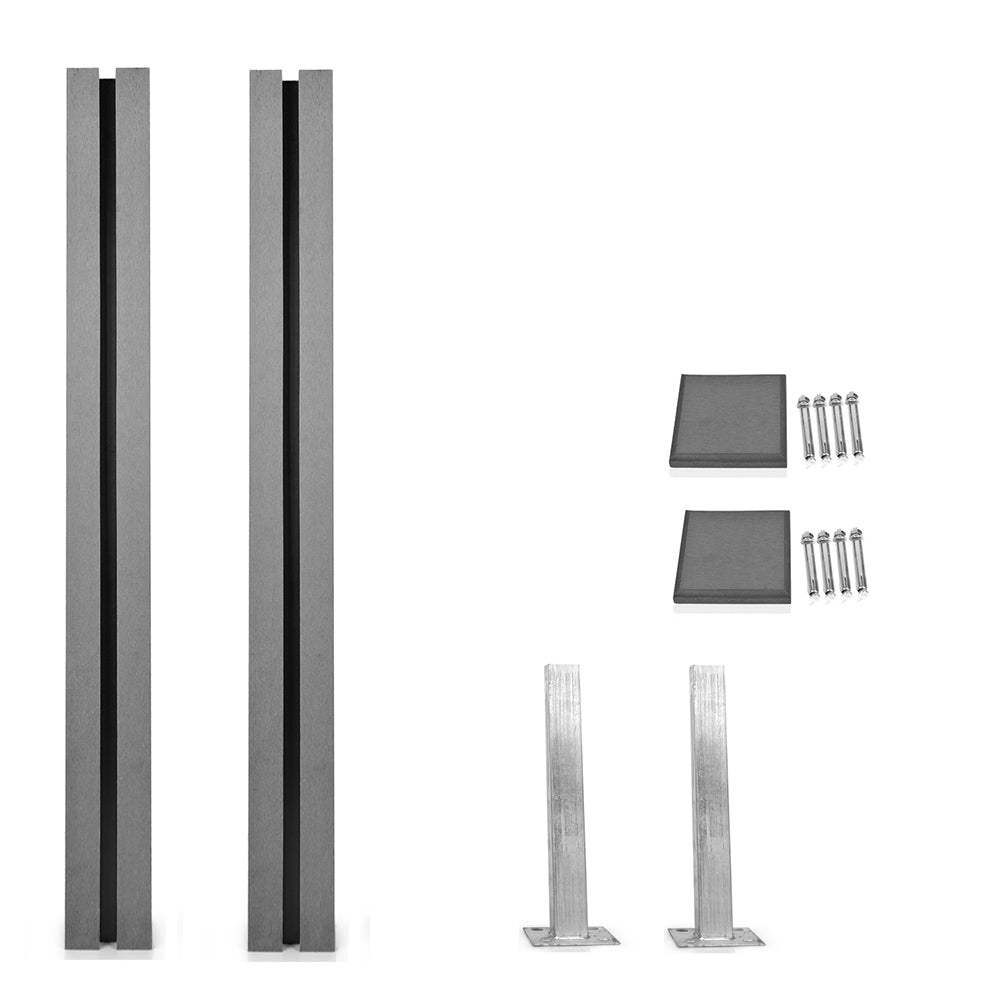 WPC Zaunfeld and post from Euroharry GmbH, customizable garden fence panel with gray WPC material and sturdy posts.