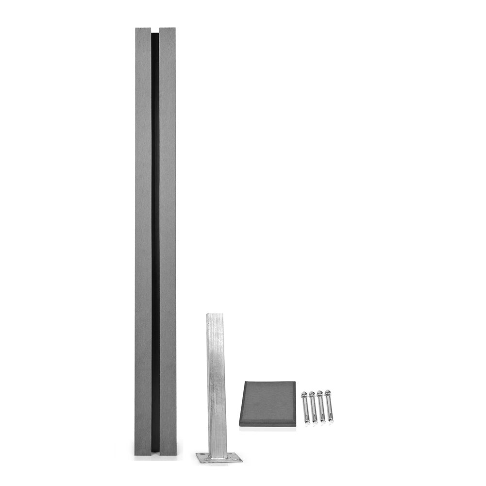 WPC Zaunfeld und Pfosten in Grau, individuell konfigurierbar für DIY-Gartenzaun, von Euroharry GmbH