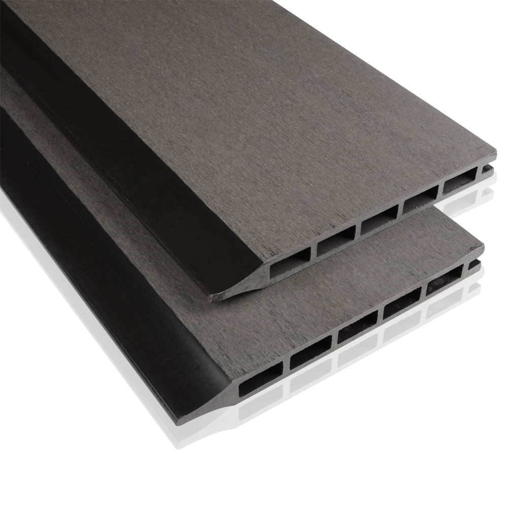 WPC Zaunpaneele mit PE-Material, Alu-Startleiste und Oberkante, Euroharry GmbH WPC Zaun Plus, grau color, outdoor fencing system