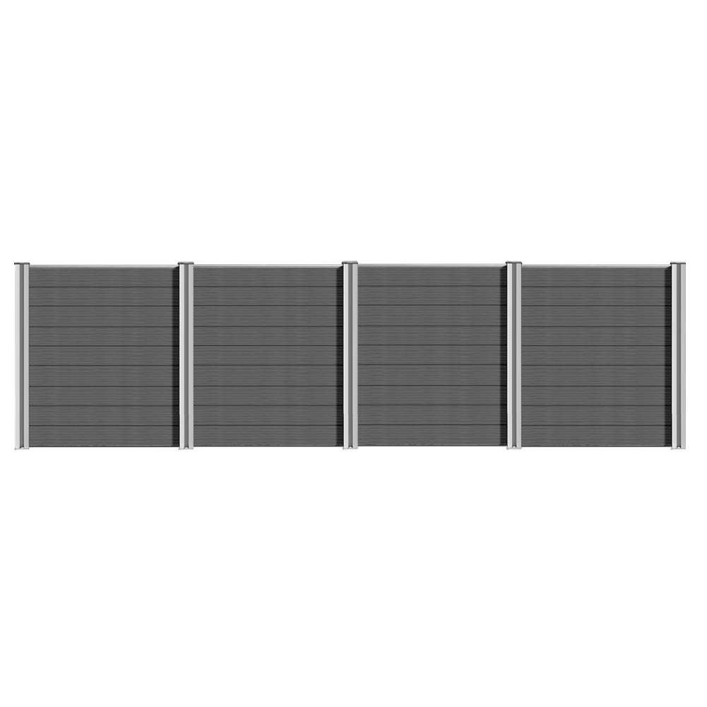WPC Sichtschutzzaun mit Alu-Pfosten, grau/braun, Euroharry GmbH, outdoor privacy screen with durable composite panels and metal posts