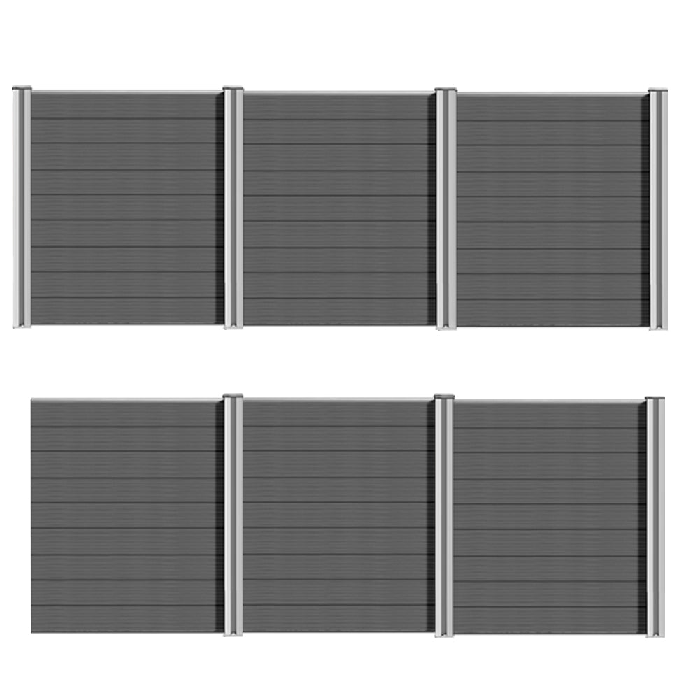 WPC Sichtschutzzaun mit grauen und braunen Aluminium-Pfosten, Komplettset von Euroharry GmbH, for privacy and modern outdoor decor