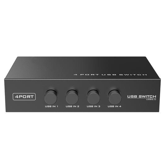 4 Ports USB 2.0 Sharing Switch by Euroharry, showcasing a compact design for connecting multiple devices like printers and scanners.