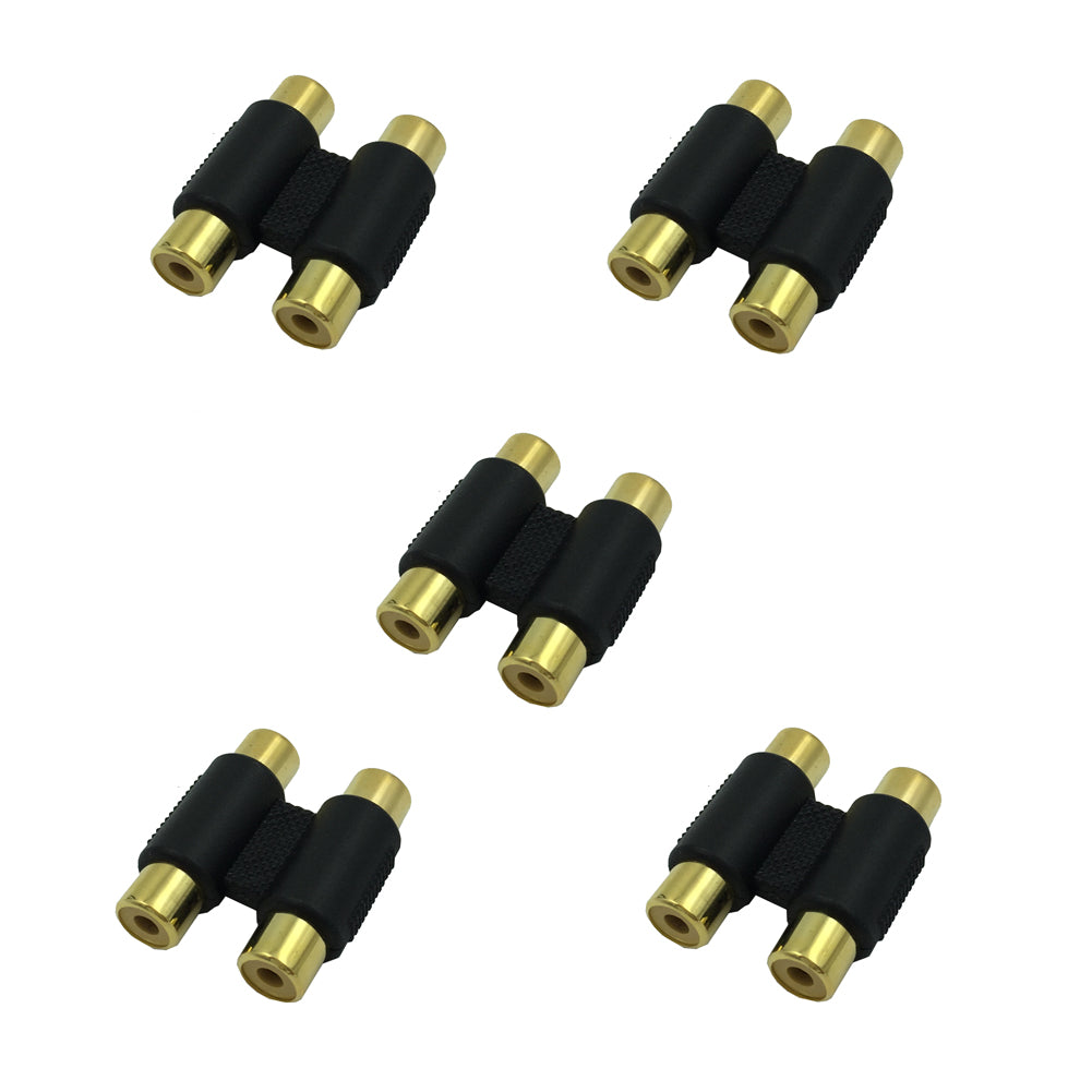 Euroharry GmbH dual RCA cinch connector adapter showing female-to-female audio and video conversion ports on a white background.