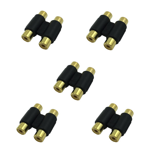 Euroharry GmbH dual RCA cinch connector adapter showing female-to-female audio and video conversion ports on a white background.