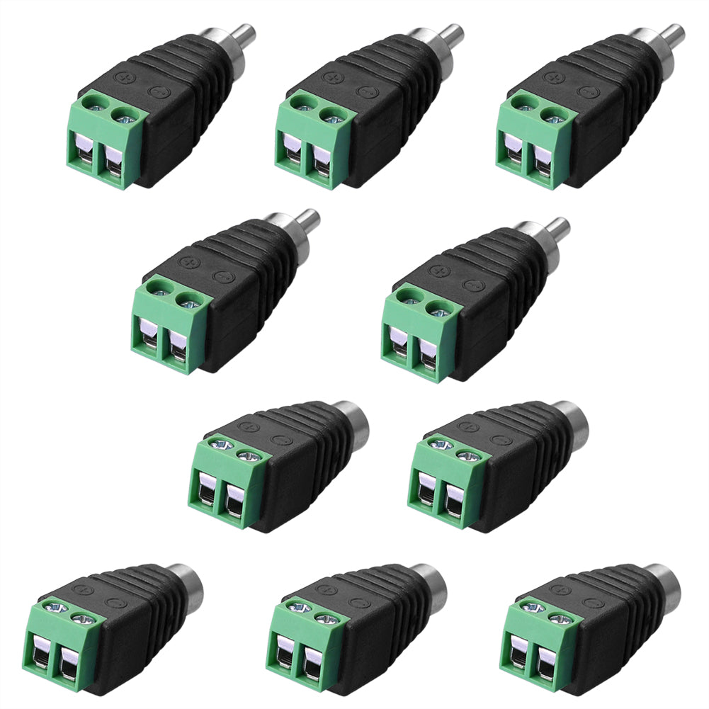 RCA  Adapter Terminalblock > Cinch Stecker RCA Adapter DC Block Schraubanschluss 2-Pin Verbinder Kabel auf Cinch Anschluss - Euroharry GmbH