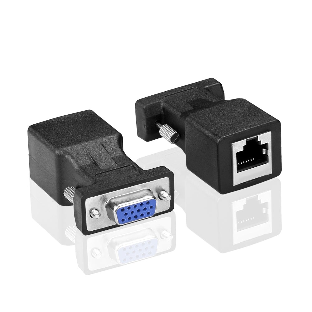 Euroharry GmbH VGA to RJ45 connector extender with DB15 15-pin VGA plug and RJ45 socket, suitable for video and data transmission.