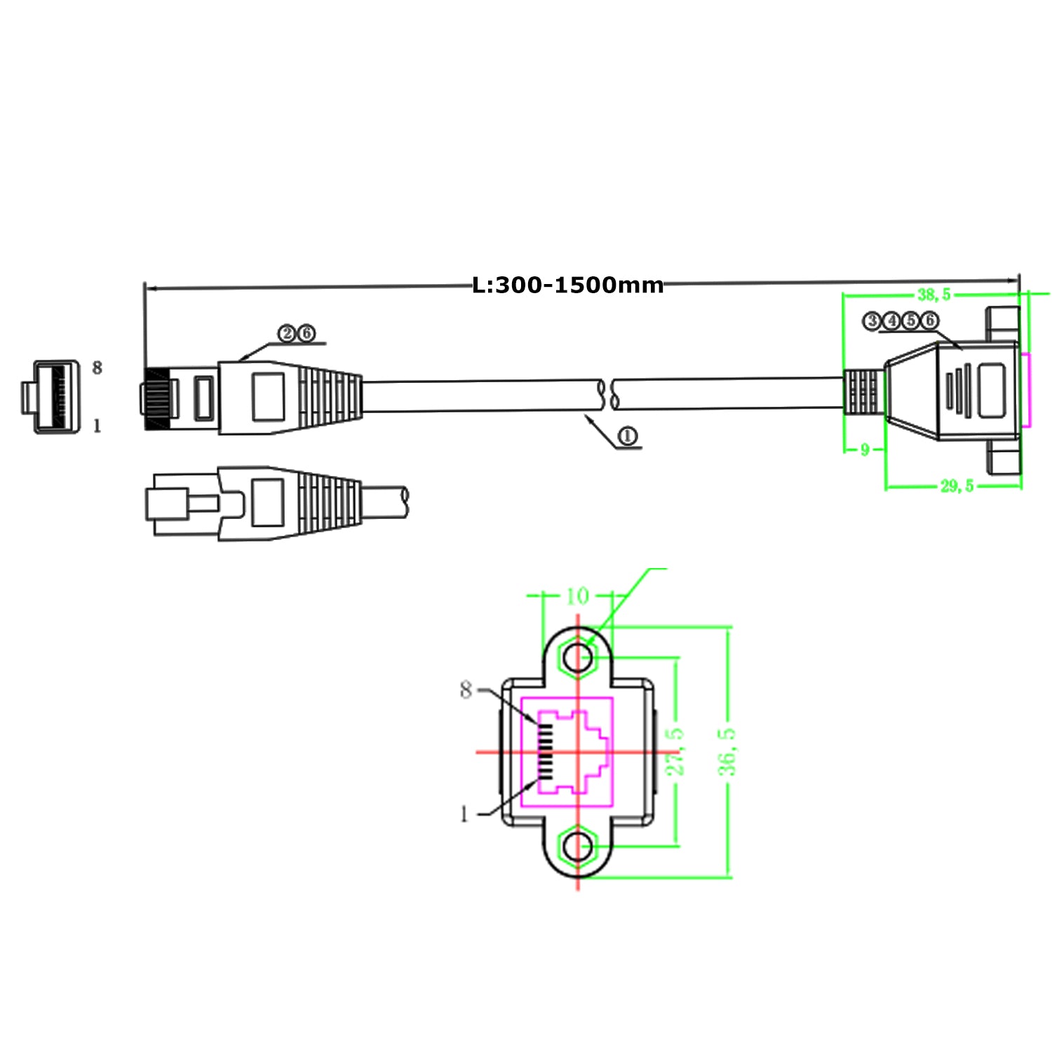 Cat5 Stecker auf Buchse Ethernet Verlängerung Netzwerkkabel Gigabit Lan RJ45 - Euroharry GmbH