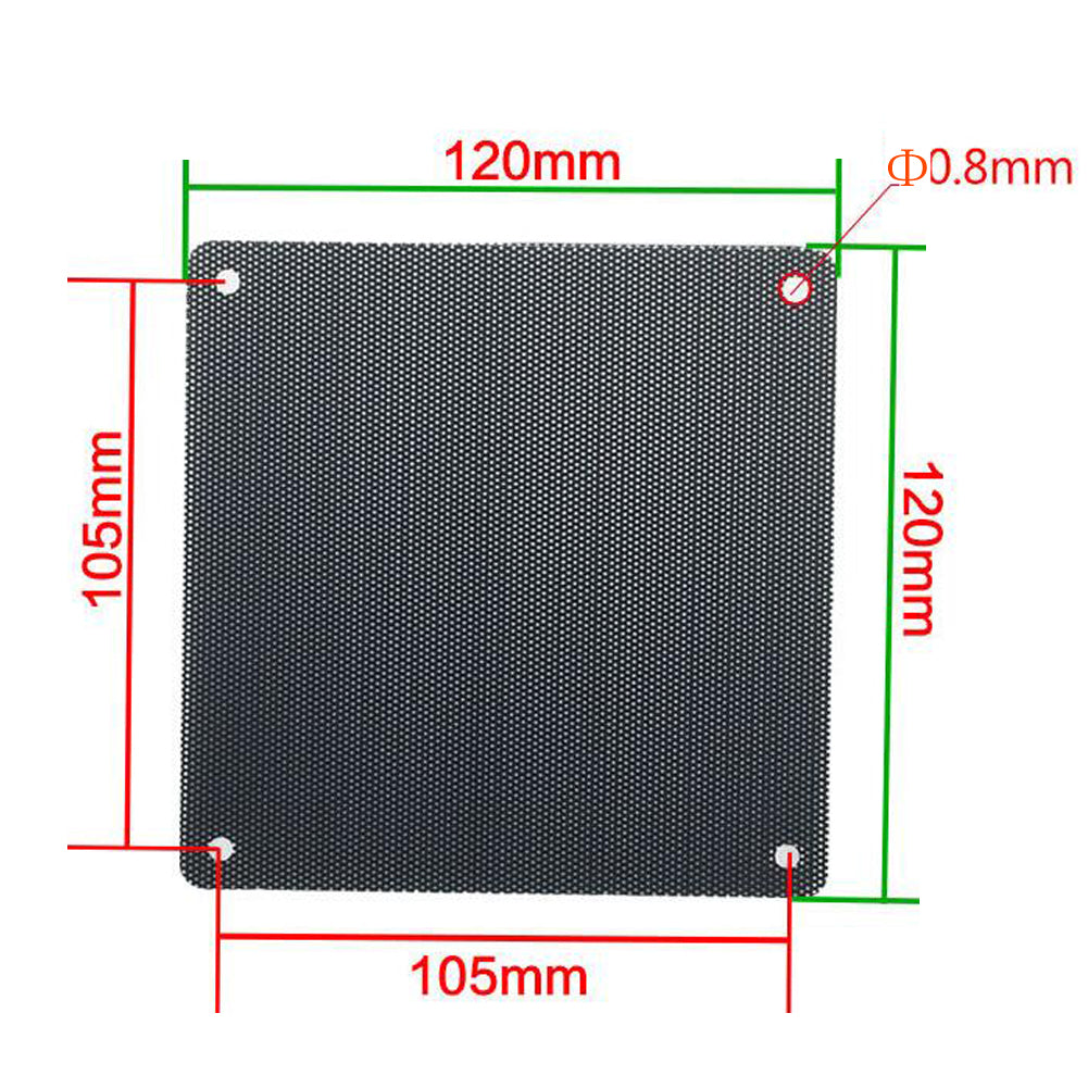 Set of 10 black 120mm/140mm PC fan dust filters with ultra-fine mesh for Euroharry GmbH computer case ventilation.