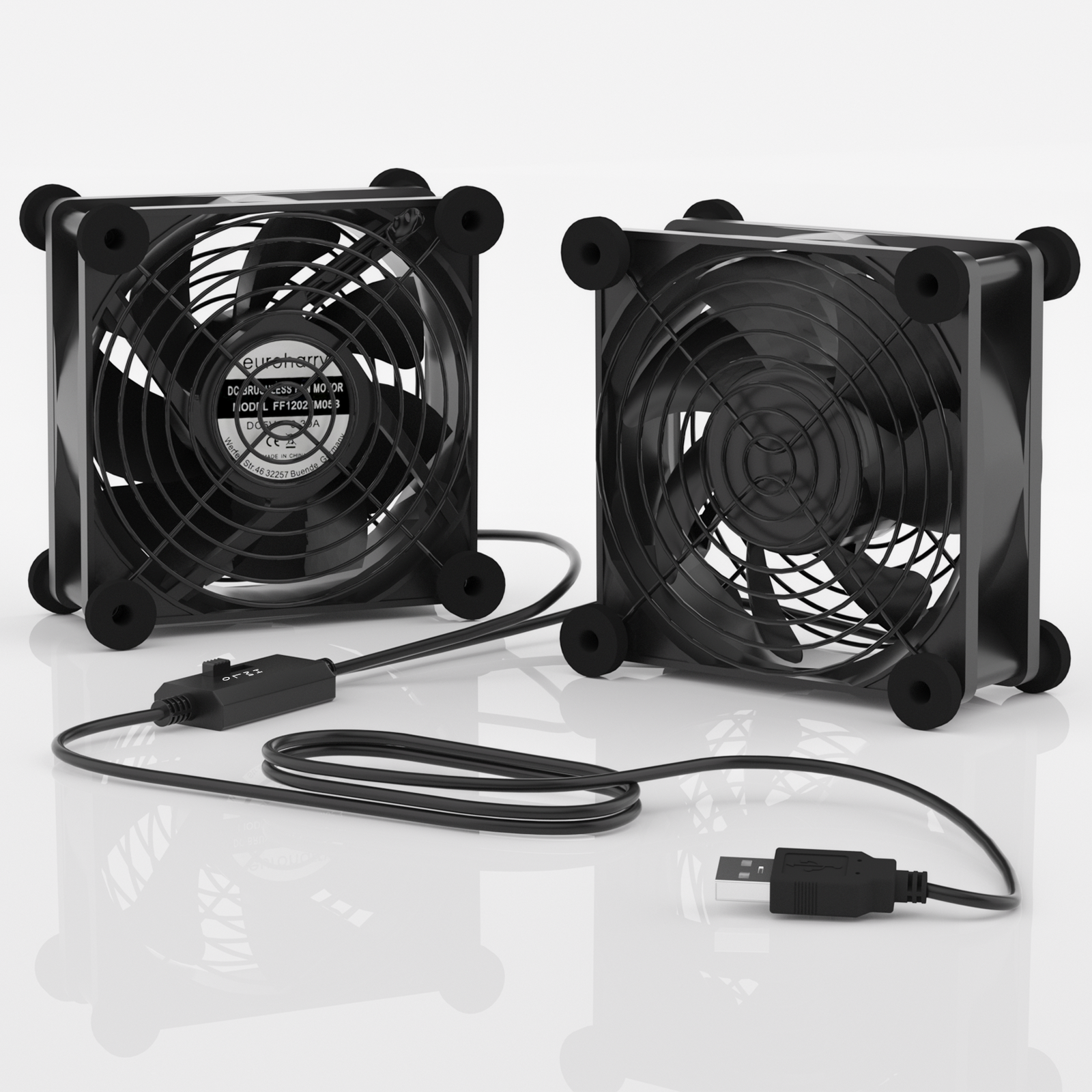 USB PC Ventilator lüfter 120mm 2in1 Leise PC Gehäuselüfter Einstellbare Fan 5V - Euroharry GmbH