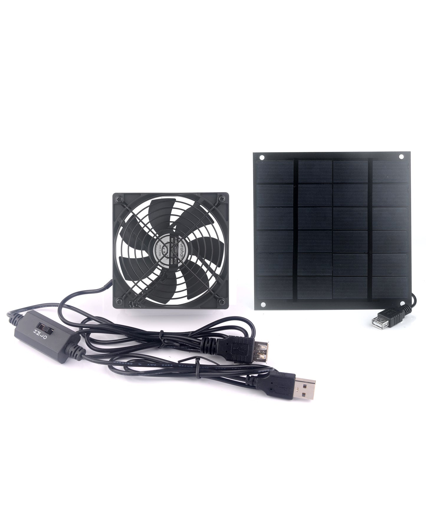 Euroharry GmbH USB solarlüfter, 120mm wasserdichter PC-ventilator for chicken coops, greenhouses, pet houses, and windows.