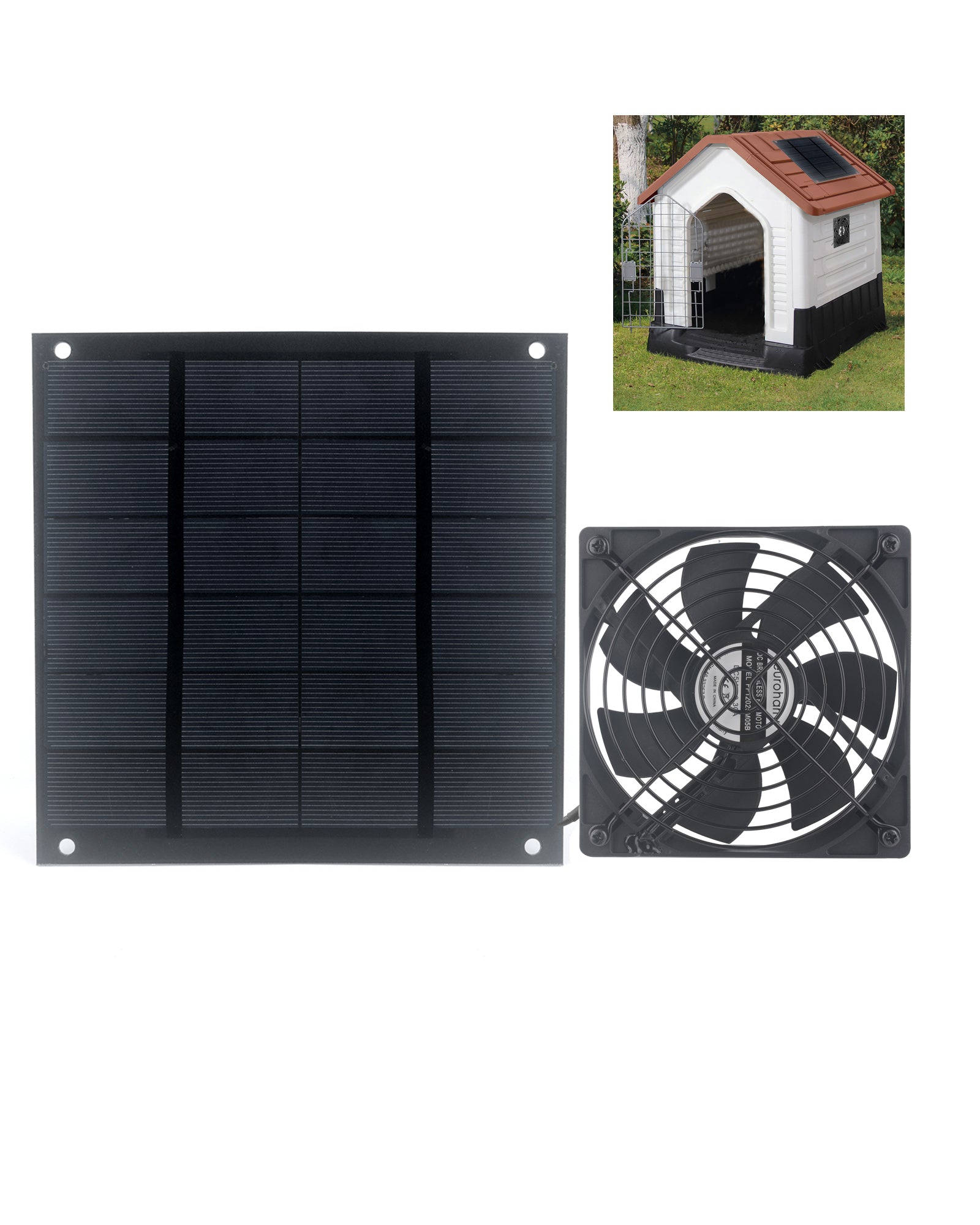Euroharry GmbH USB solarlüfter, 120mm wasserdichter PC-USB fan for ventilating chicken coops, greenhouses, and pet houses.