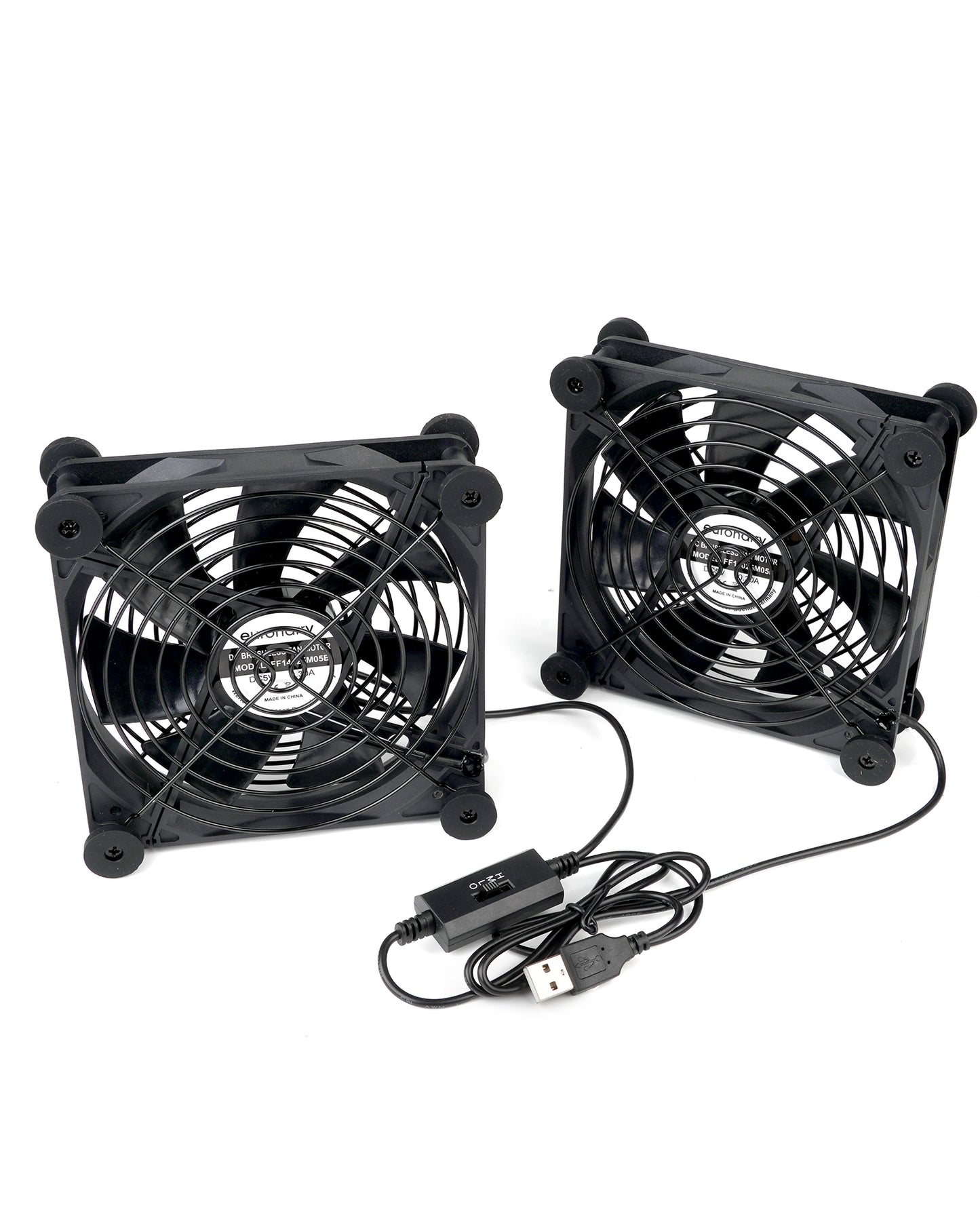 Euroharry GmbH 140mm USB fan with metal grill, silent 2-in-1 mini fan for PC, TV box, PS4, router, and AV devices.