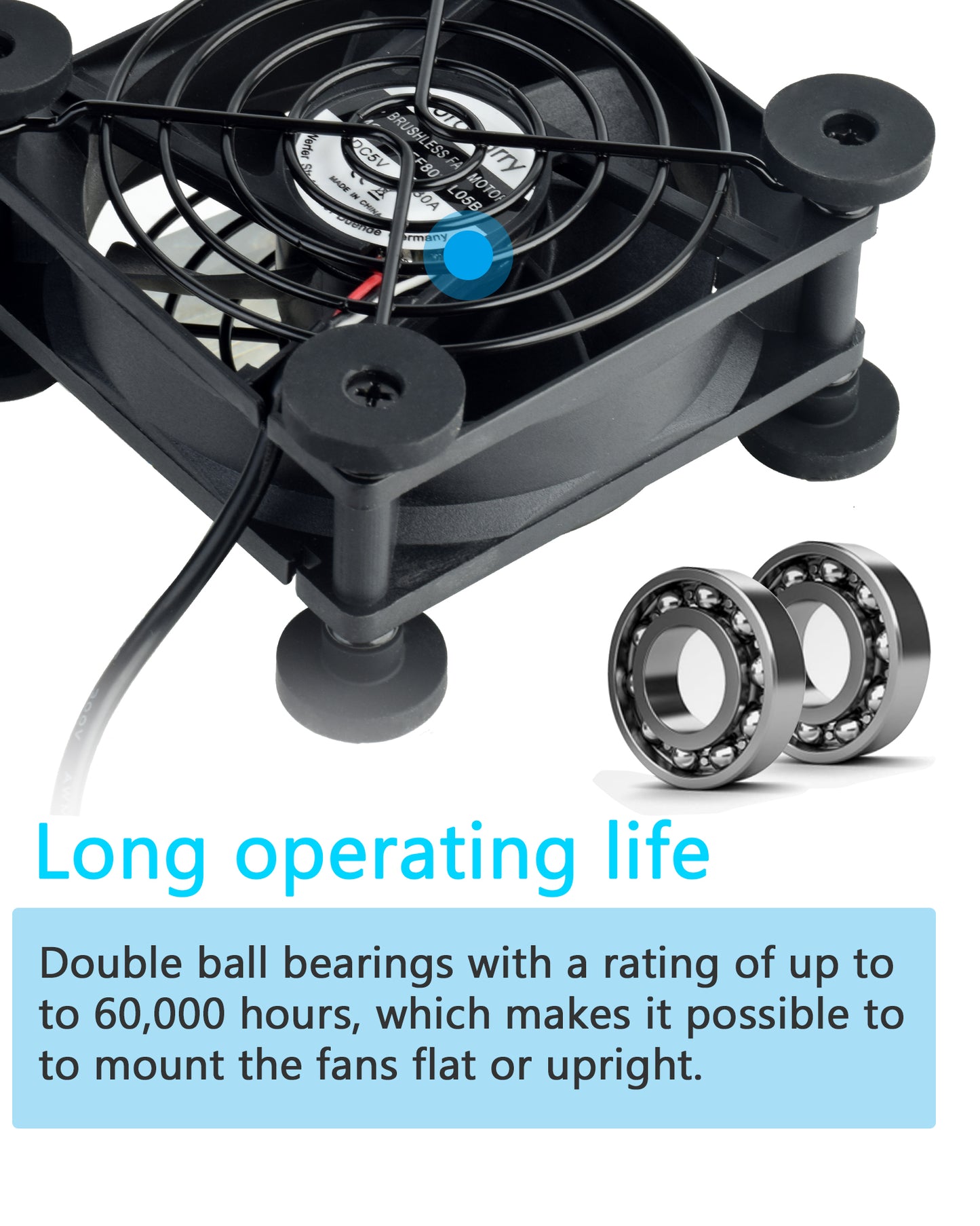 Euroharry USB fan with 120mm blade, 6-speed settings, moisture-resistant motor, and smart timer for electronic devices and pet spaces.