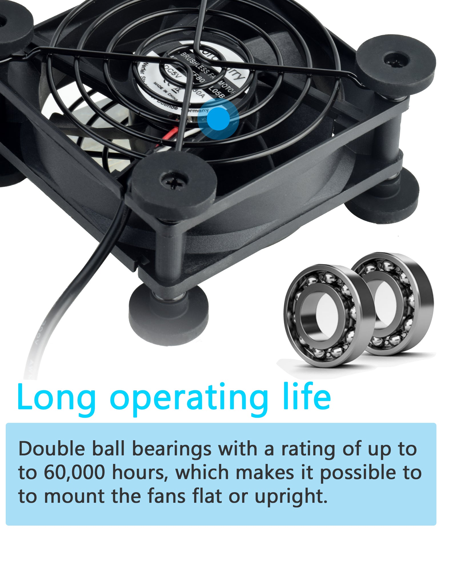 Euroharry USB fan with 120mm blade, 6-speed settings, moisture-resistant motor, and smart timer for electronic devices and pet spaces.