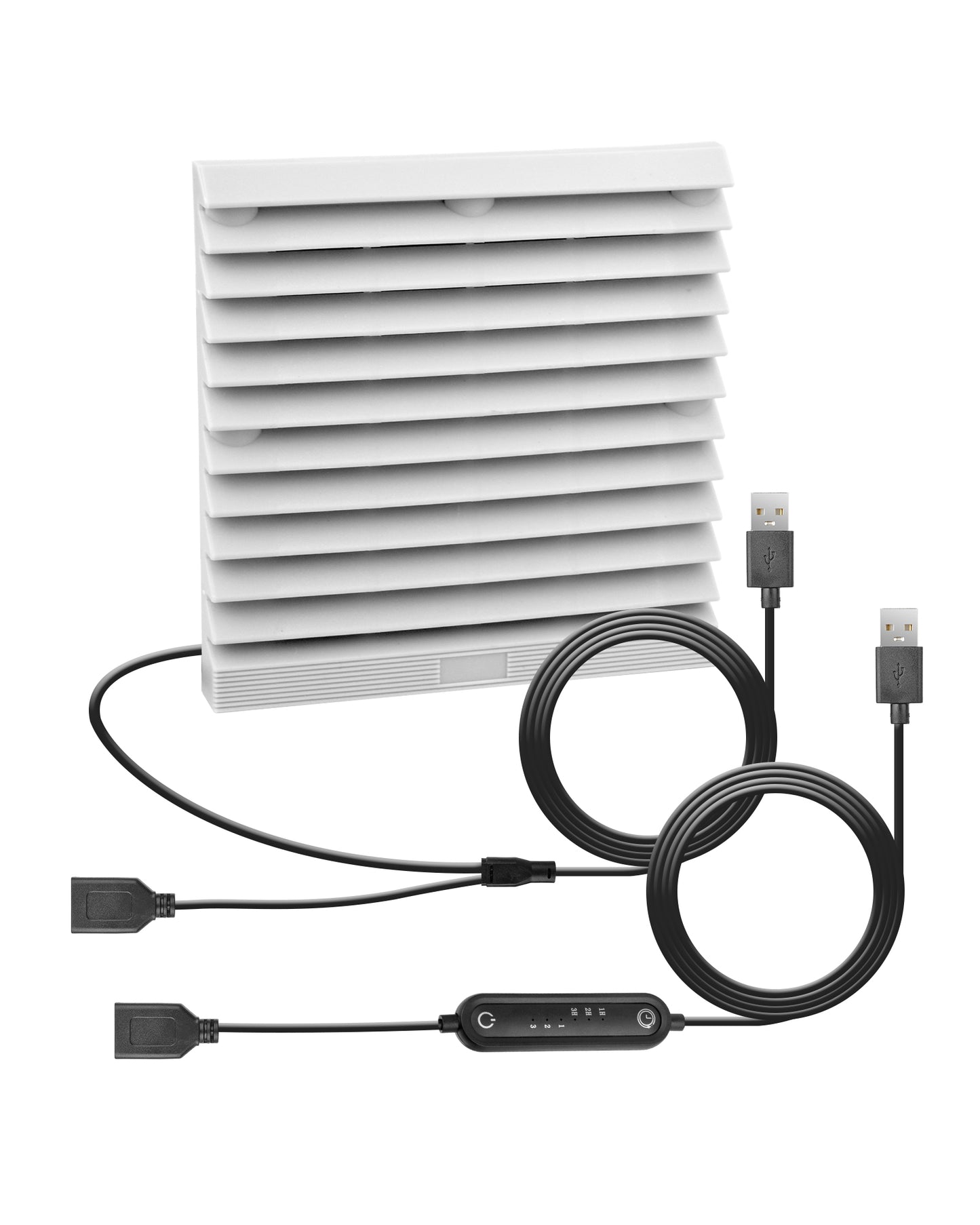 Euroharry GmbH USB 120mm Wohnmobil-Lüftungsventilator with timer, 6-speed settings, IPX5, gray-white, suitable for campers and RVs