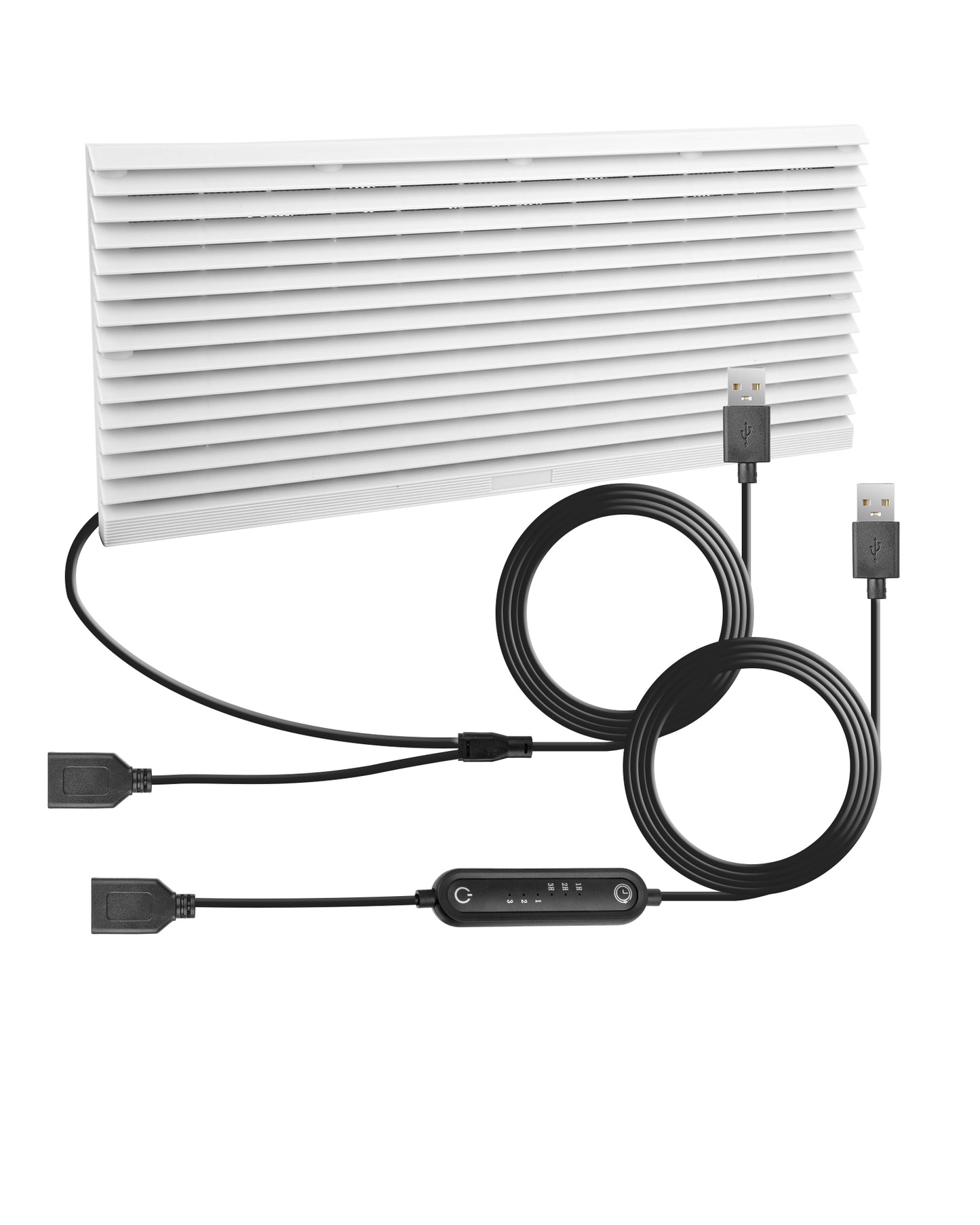 Euroharry GmbH USB 120mm Wohnmobil-Lüftungsventilator with timer, 6 speeds, IPX5, gray-white, suitable for campers and RVs.