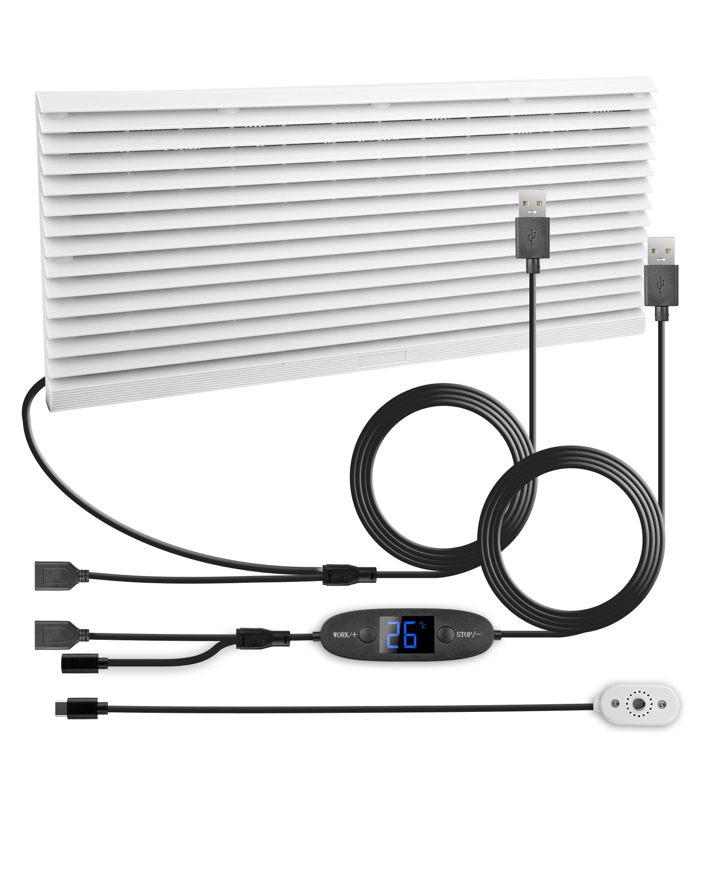 Euroharry GmbH USB 120mm Wohnmobil-Lüftungsventilator with digital temperature control, 10 speeds, IPX5, gray-white for campers