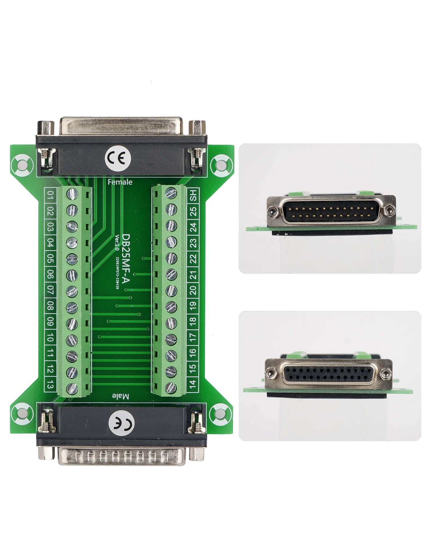 D-SUB DB25 Stecker auf Buchse 25-poliger Stecker Breakout zu Leiterplattenklemmen Steckverbinder