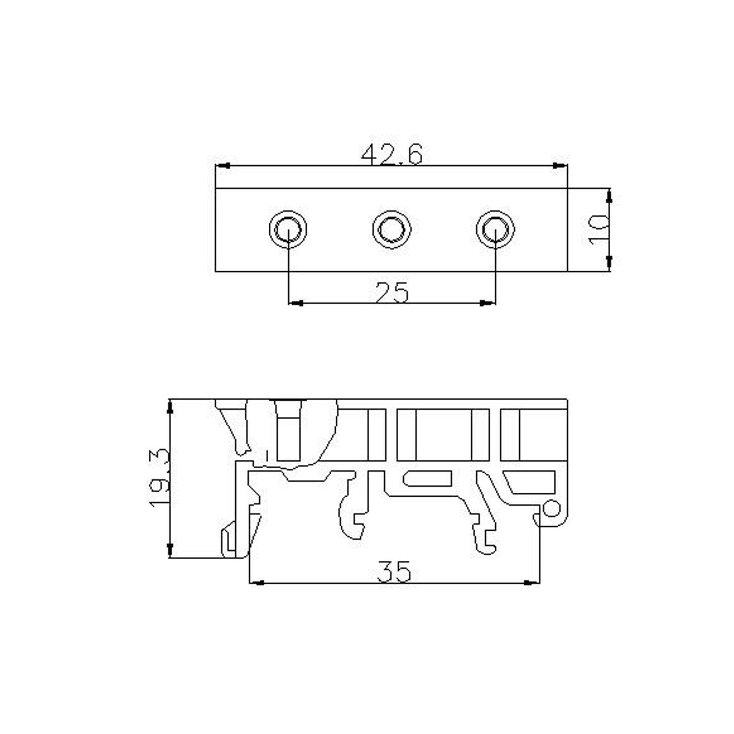 Green DIN rail mounting clip for circuit boards, 10-pack, suitable for C45 standards, by Euroharry GmbH.