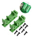 Green DIN rail mounting clip for circuit boards, 10-pack by Euroharry GmbH, designed for secure installation on C45 rails.