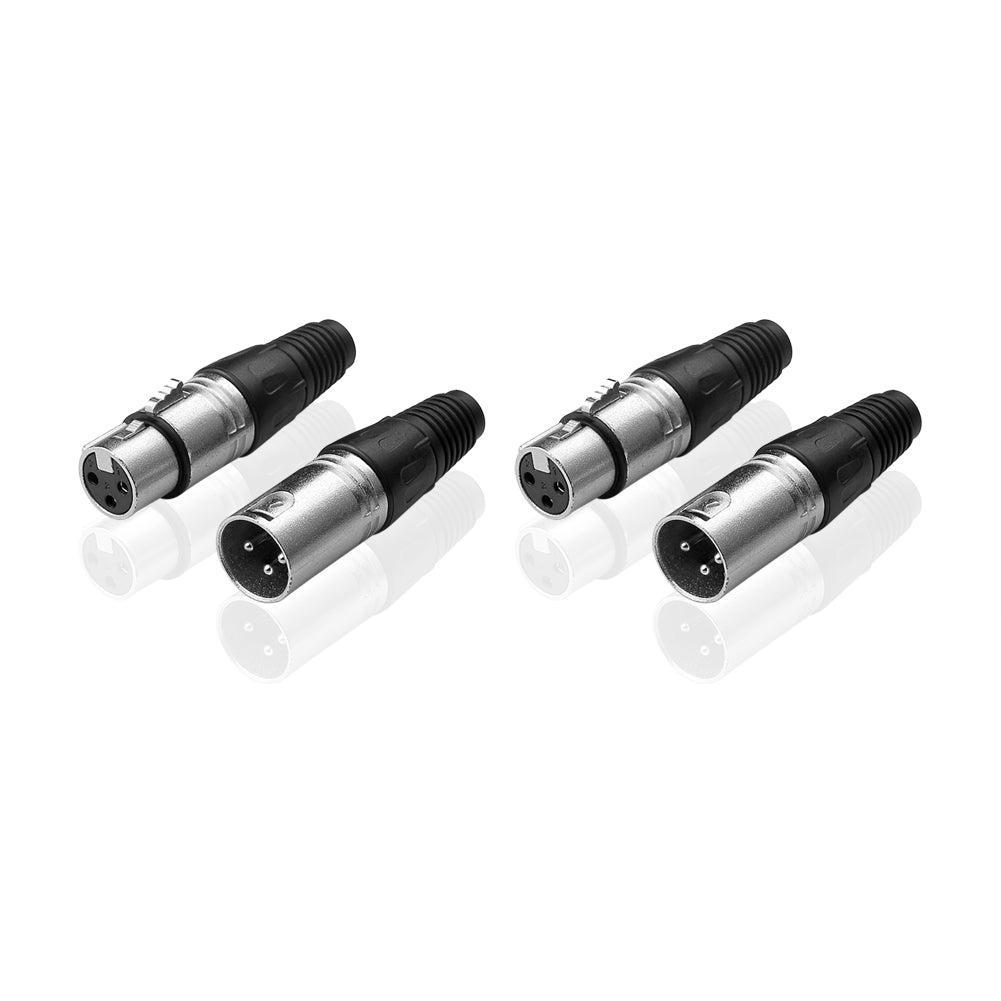 Euroharry GmbH 4xXLR 3-pin female microphone connector sockets, black, with solder lugs for professional audio equipment.