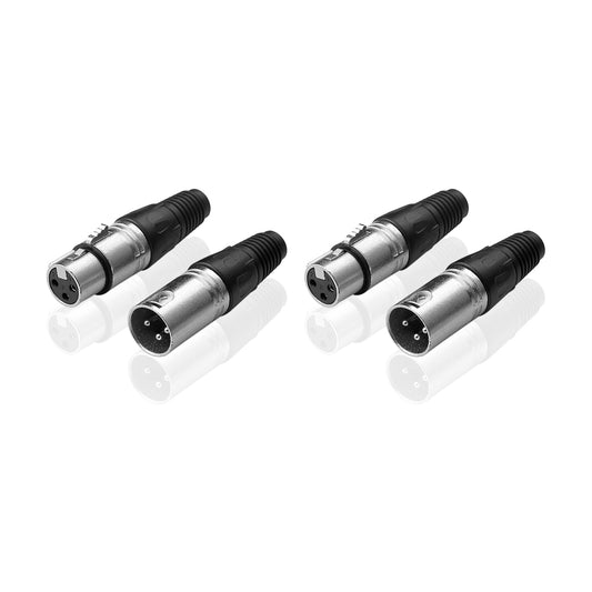 Euroharry GmbH 4xXLR 3-pin female microphone connector sockets, black, with solder lugs for professional audio equipment.